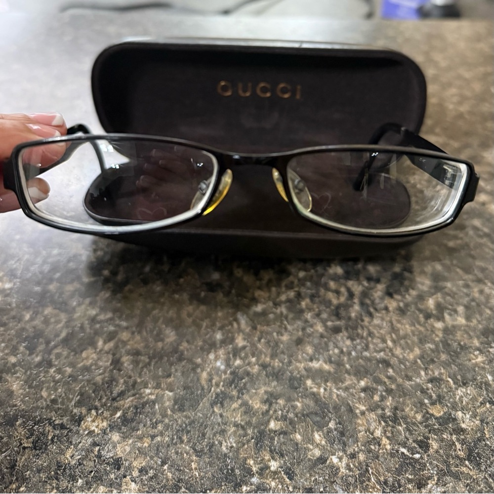 Prescription Gucci Black Rectangular Eyeglasses W… - image 5